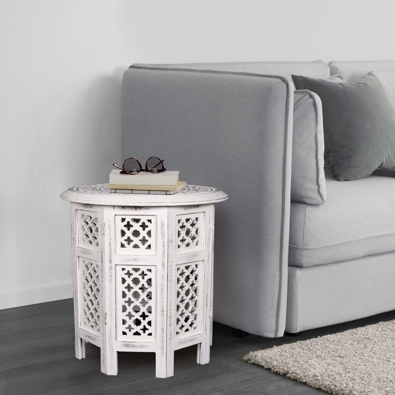Abbeyville Frame End Table, White, 45cm H x 45cm W x 45cm D