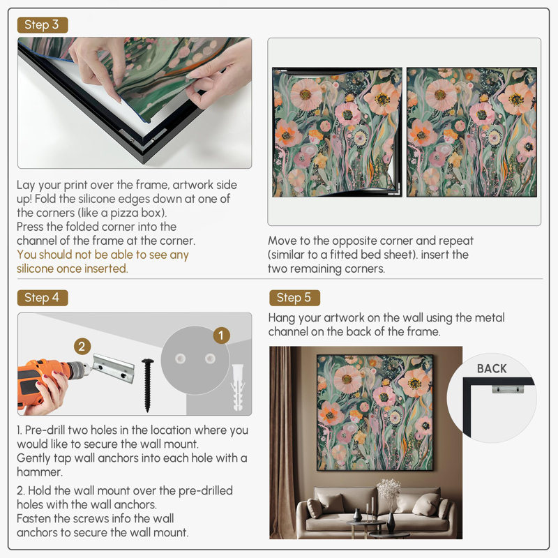 Extra Large Wall Art Fabric Print - Whimsical Pastel Garden Floral Artwork Decor for Living Room or Bedroom - "Frame Assembly Required (Unfinished Frame)"