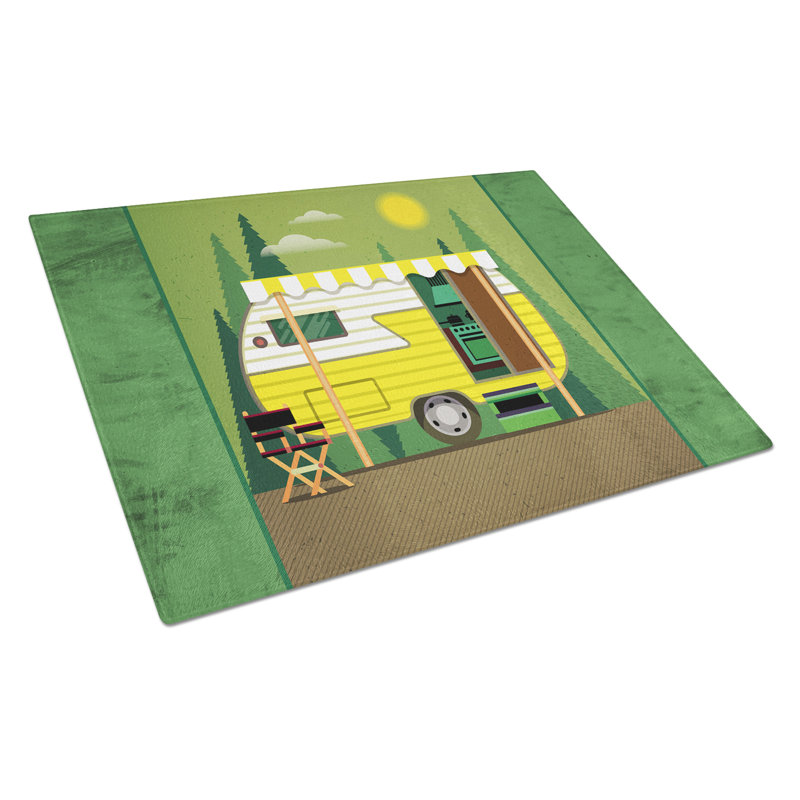 Caroline's Treasures Greatest Adventure Glass Retro Camper Cutting Board