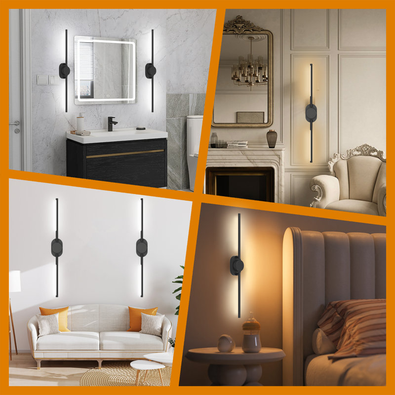 Ivy Bronx LED Flush Mounted Sconce ( Set of 2 ), Matte Black