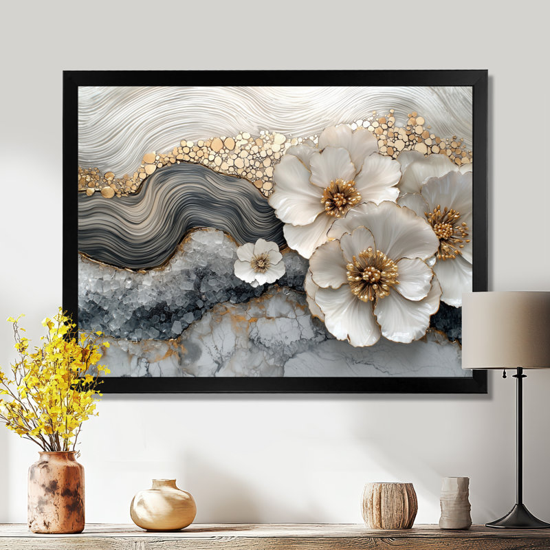 «Poppies River On Golden Crys Tal River», art mural sur toile coquelicots, Reproduction encadrée d'une seule photo