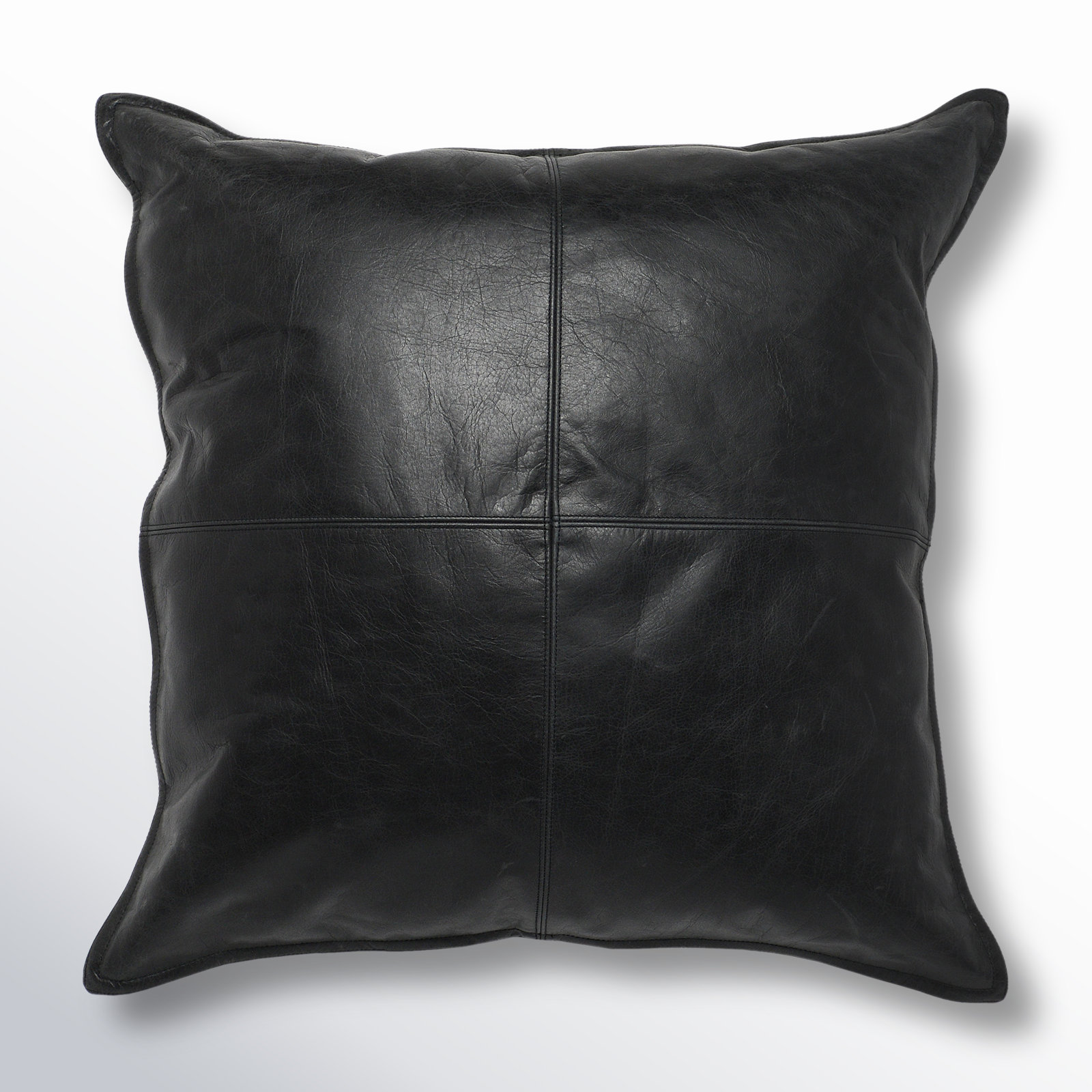 Cutler Genuine Leather Throw Pillow, Square 22", Black