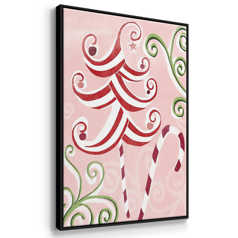 " Candy Cane Holiday I ", Black, 25" H x 17" W x 1.5" D