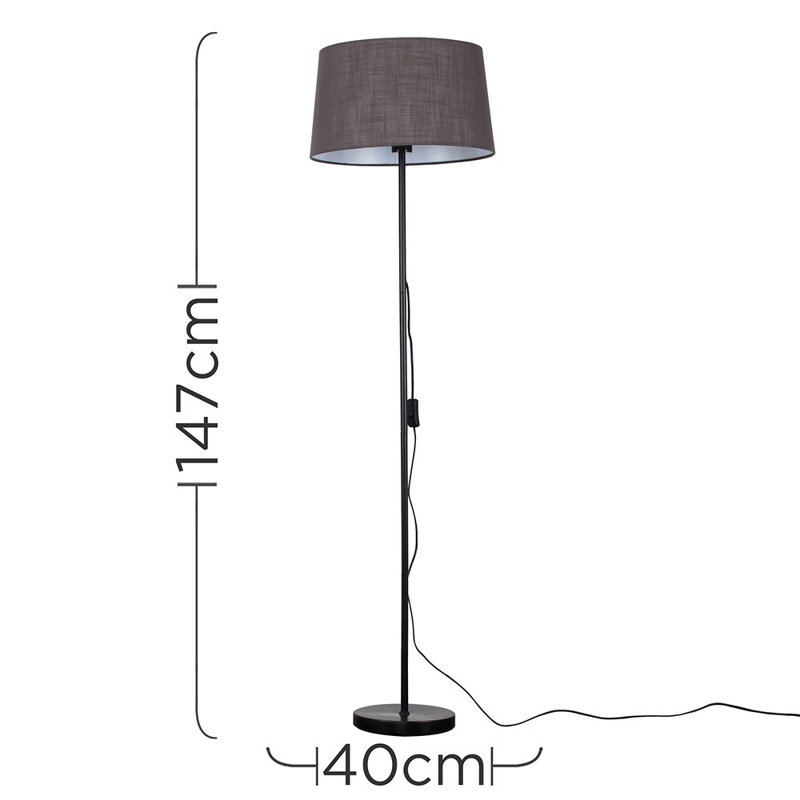 Bekbele 147cm Black Traditional Floor Lamp, No Bulb, Dark Grey