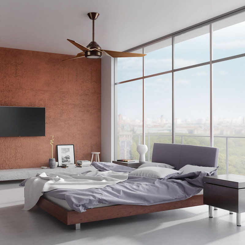 Camptown 60cm Ceiling Fan with LED Lights, Walnut, Oil Brushed Bronze