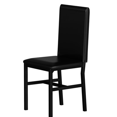 Chaise minimaliste avec structure en métal et dossier incurvé, assise rembourrée en similicuir pour un confort accru, idéale pour les petits espaces, les cuisines et les salles à manger.