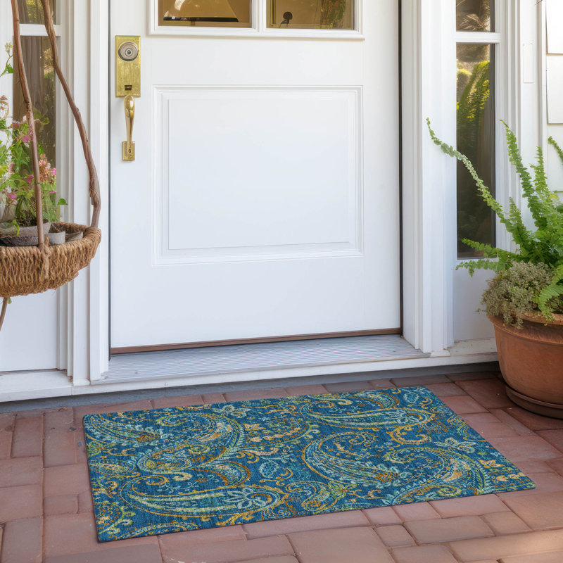 Kinslee Flatweave Washable Paisley Indoor / Outdoor Rug, Rectangle 1'8" x 2'6"