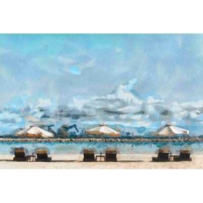 " Painted Beach Umbrellas " Painting Print