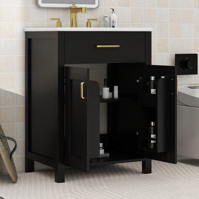 Meuble-lavabo double 48 po en bois avec tiroirs basculants 48 po