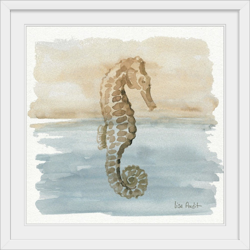 «Sand and Sea III» par Lisa Audit, reproduction d'art, H 38 po x l 38 po x P 1 po, Cadre blanc