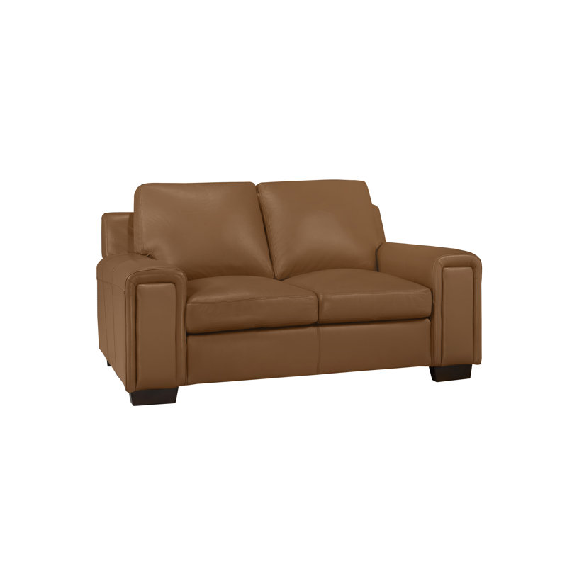 Causeuse Edgmon, Cuir véritable brun moyen