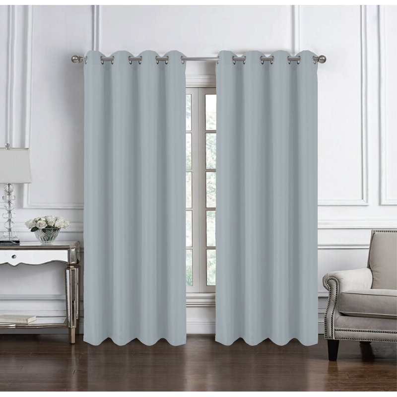 Cindy Textured Window Curtain Set, Silver