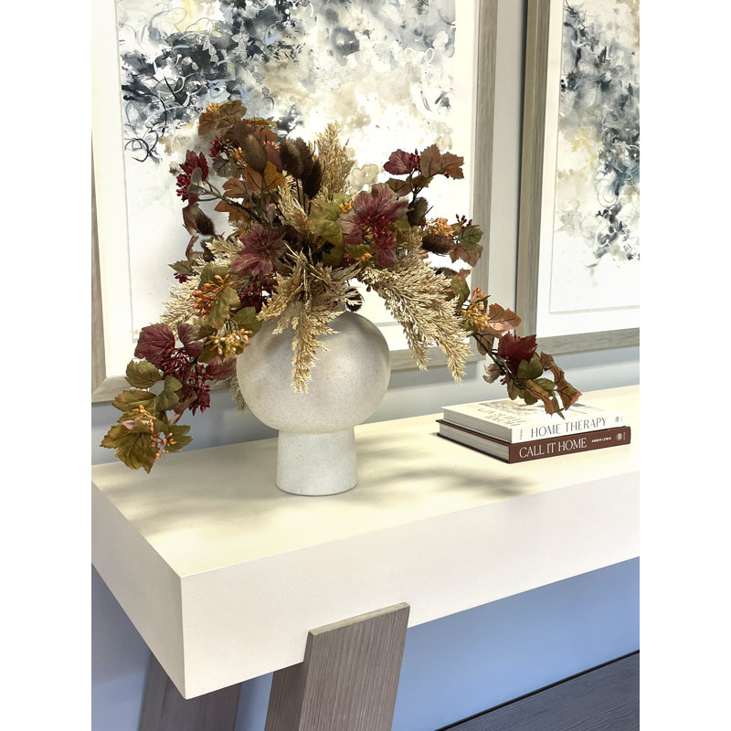 Ivy and Pampas Grass Arrangement in Ceramic Vase