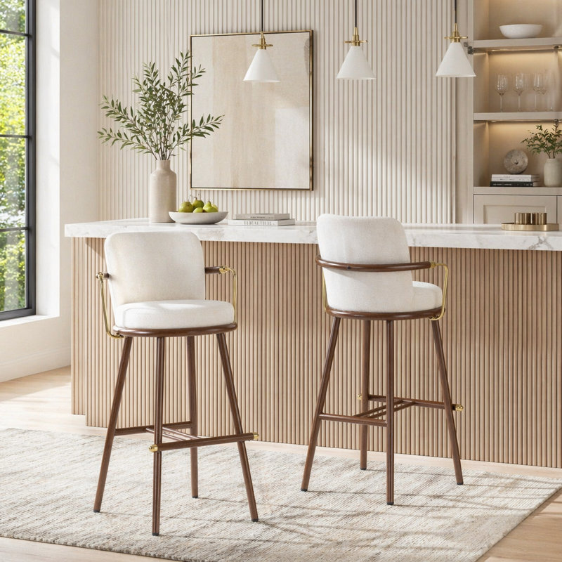 Tabouret d'intérieur rembourré avec structure en métal