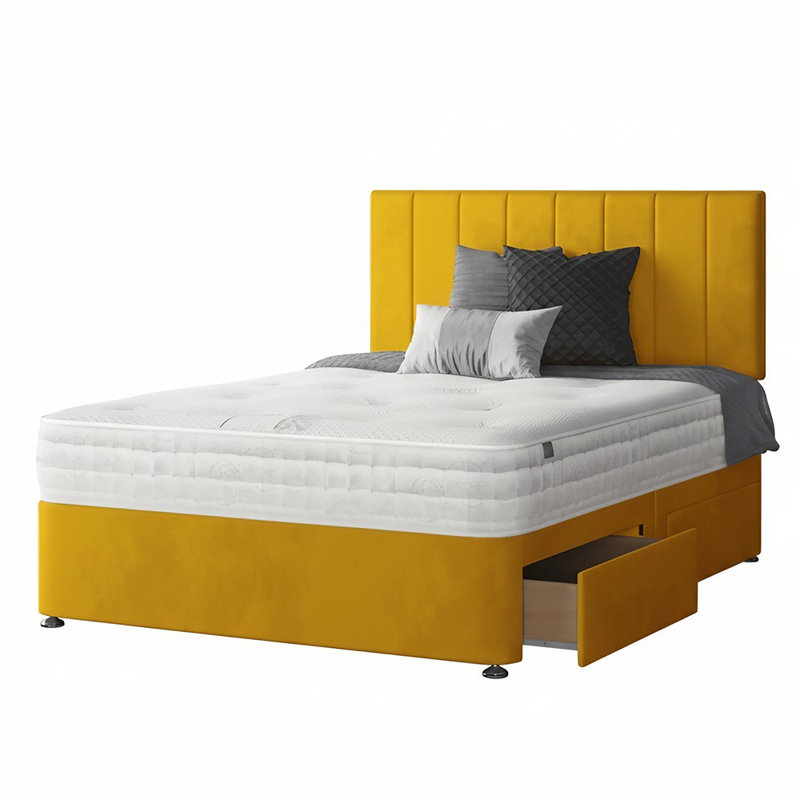 Ohioville Divan Bed Base, Double (4'6), Turmeric, 4 Drawers