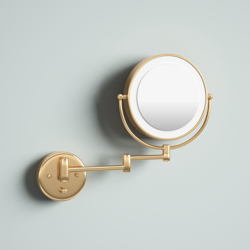 Miroir de maquillage lumineux grossissant Bertwalda, Or