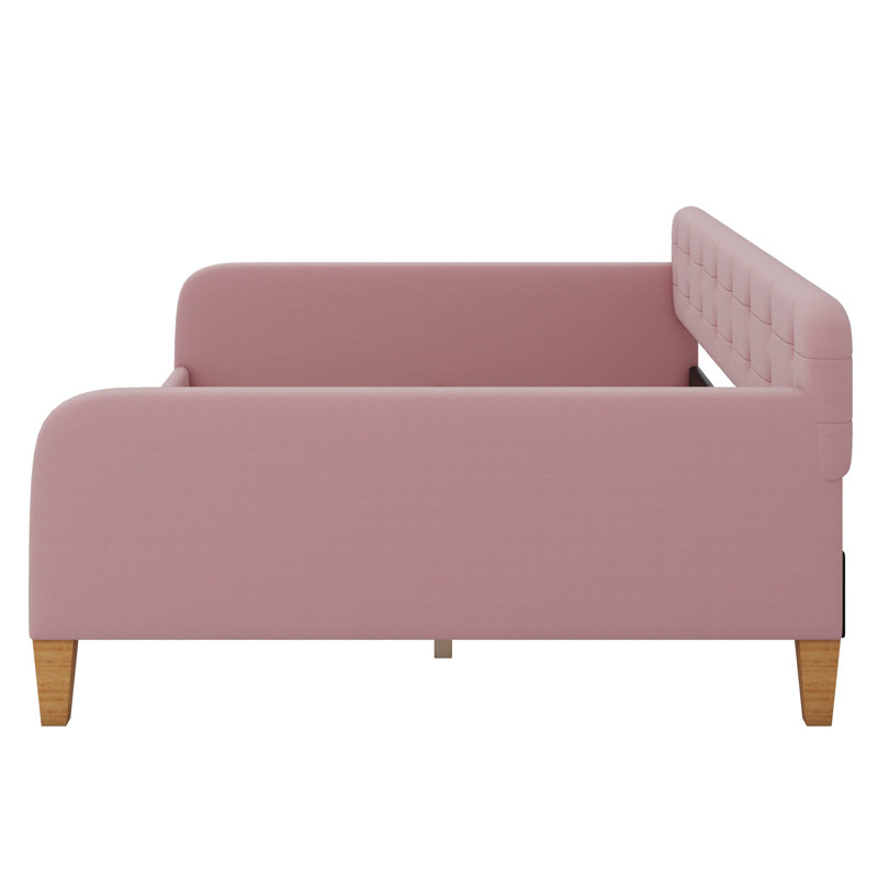 Upholstered Daybed With 4 Support Legs, Full, Pink