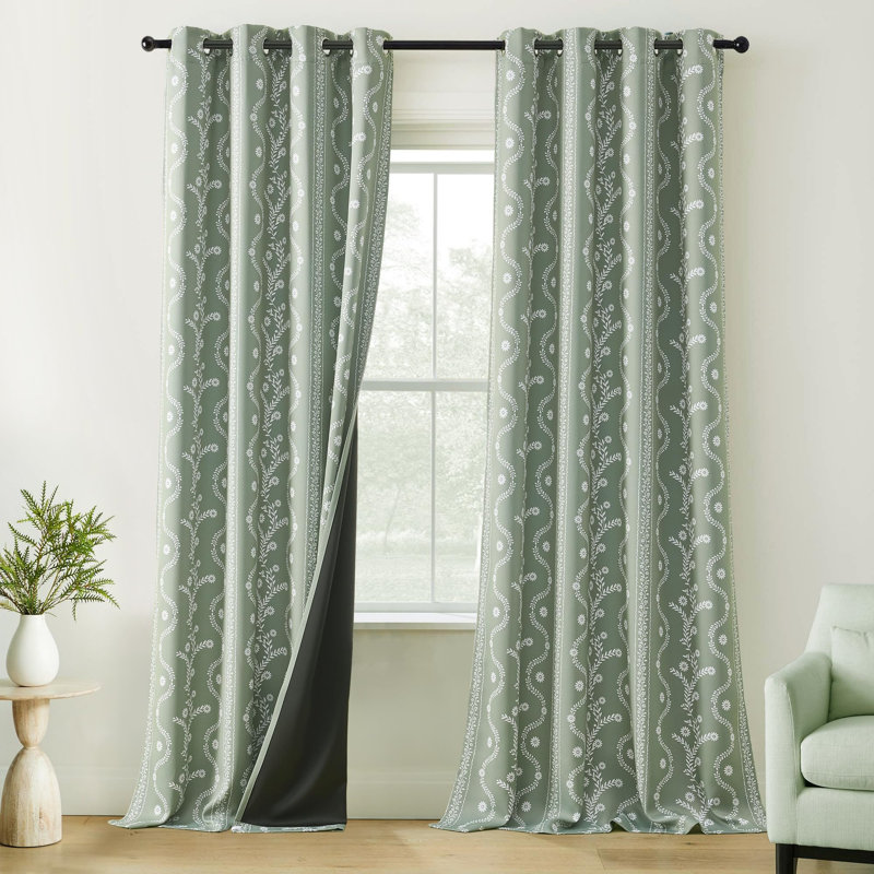 Boho Blackout Curtains for Bedroom (2 Panels), Sage Green