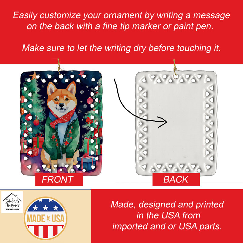 Ornement en porcelaine de Noël Shiba Inu, Shiba Inu 3652