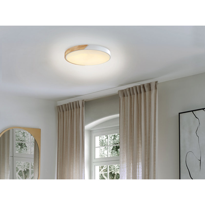 Hotze LED Flush Mount, White/Light Wood