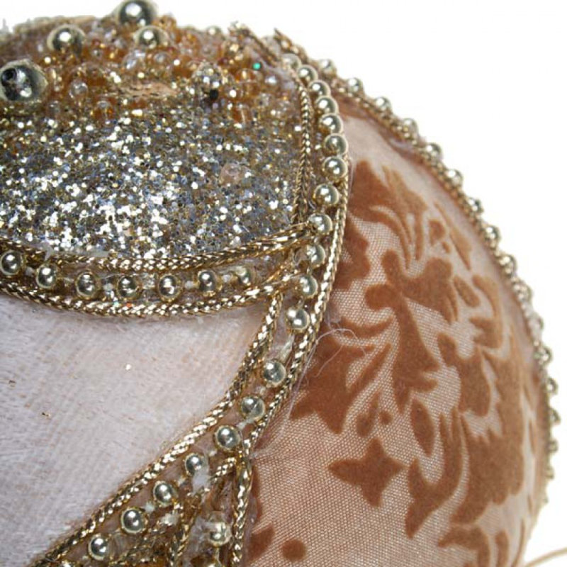 10cm Fabric Bauble, Gold and Cream