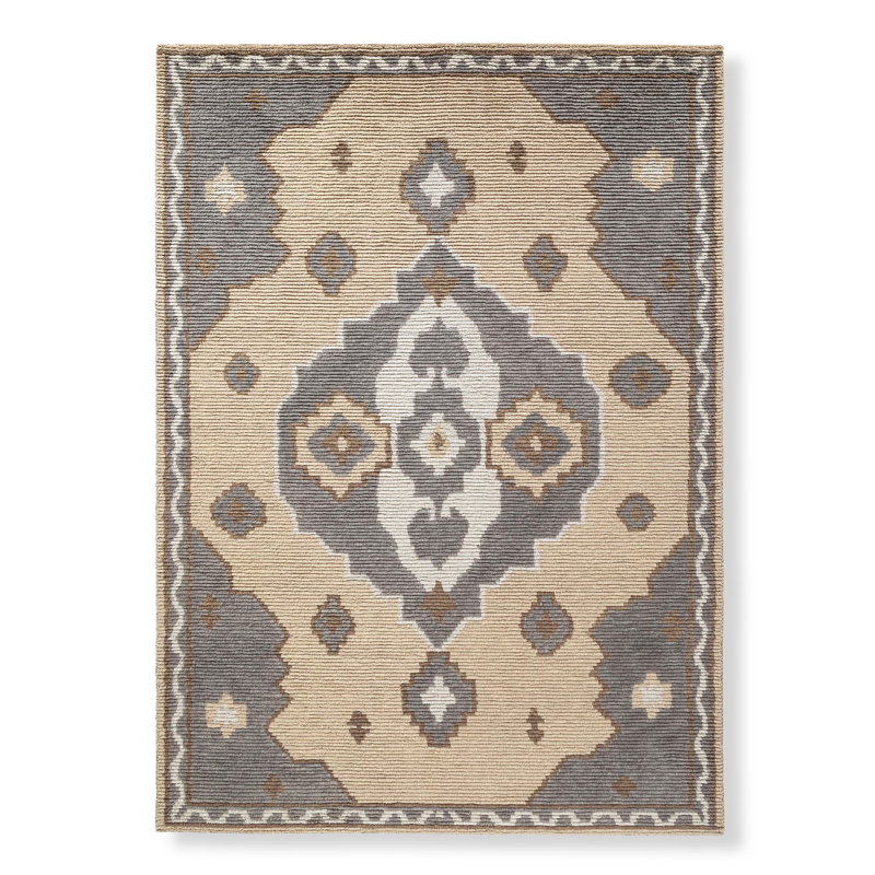 Tapis touffeté en laine gris / brun, Rectangle 12 pi x 15 pi