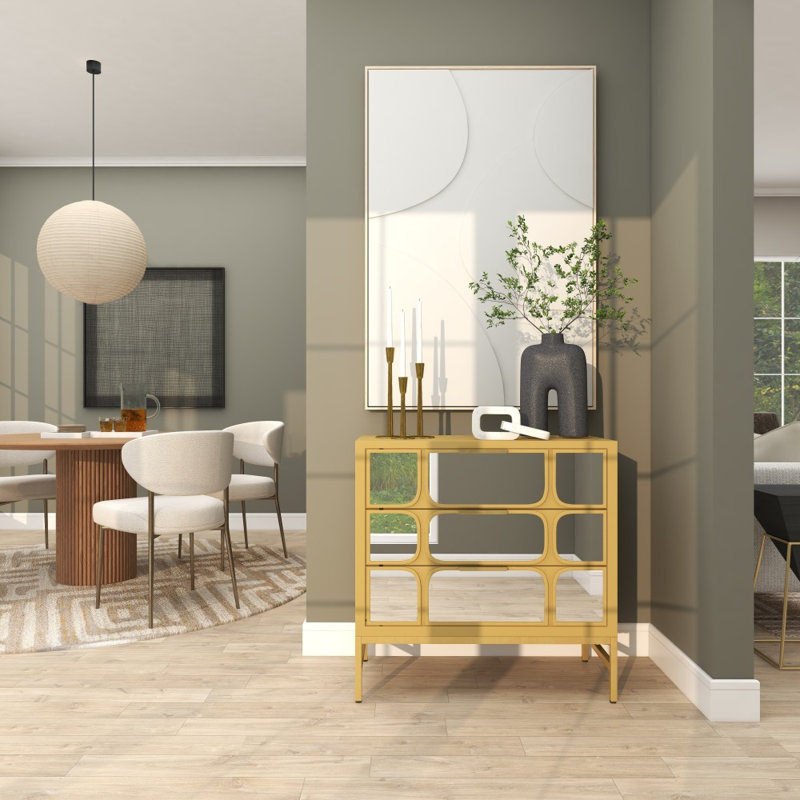 Armoire en bois Clell Glam, Or, Noir
