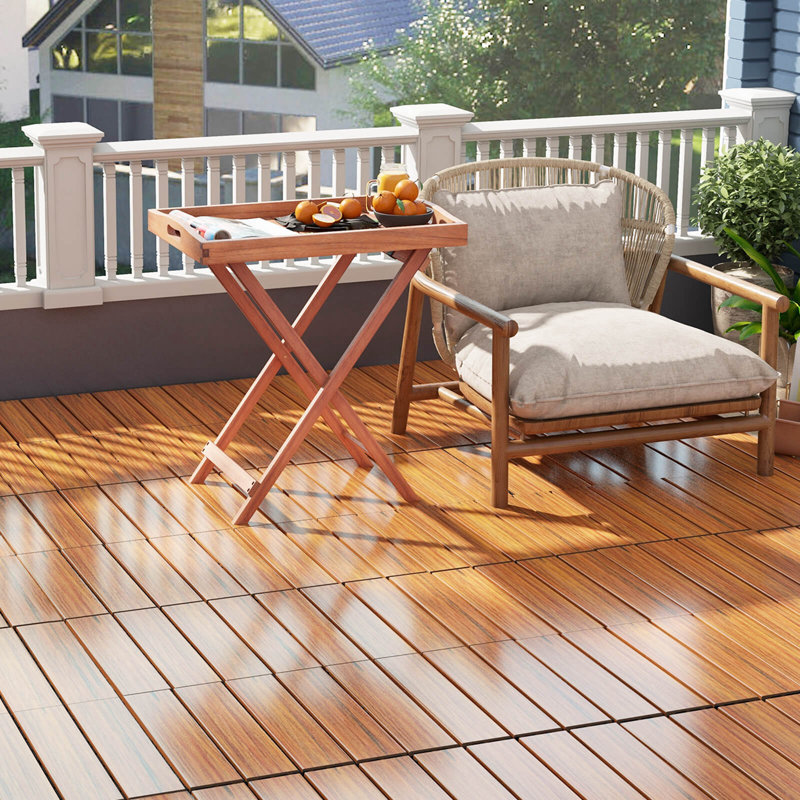 Carrelage de sol antidérapant 18 pièces Costway, Bois brun moyen