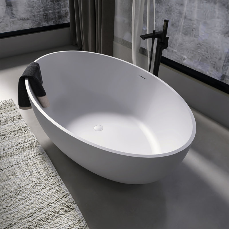 Baignoire de trempage autoportante à surface solide de 67 pouces pour salle de bain