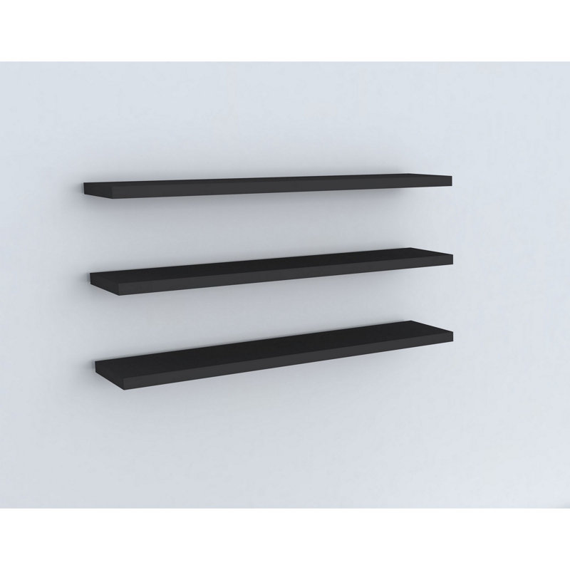 Modern Anthracite Wall Shelf Set (3 Pieces), 23.6 x 0.8 x 5.7 inches | 100% Melamine Coated Particle Board, Durable & Stylish | Multiple Shelves for Extra Storage, Perfect for Home Decor & Organization