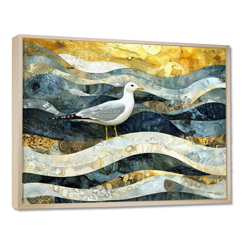 Marbre, mouette, vol de la côte II, impression sur toile encadrée, H 30 po x l 40 po, Reproduction avec cadre flottant