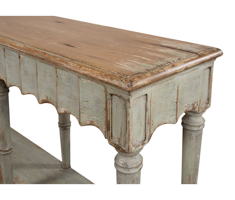 Chantal 93'' W Solid Wood Console Table, Natural Pine/Sage