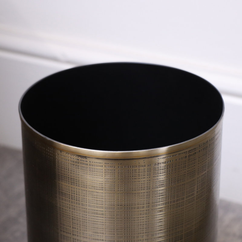 Brass Textured Metal Waste Bin, Gold