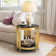 19.7" Wide 2-Tier Round Glass Top End Table Couch Side Table