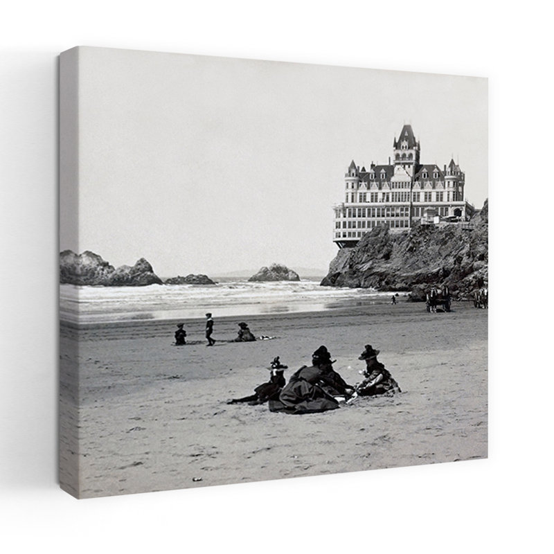 Cliff House I, architecture rétro, art de plage, H 18 po x l 18 po