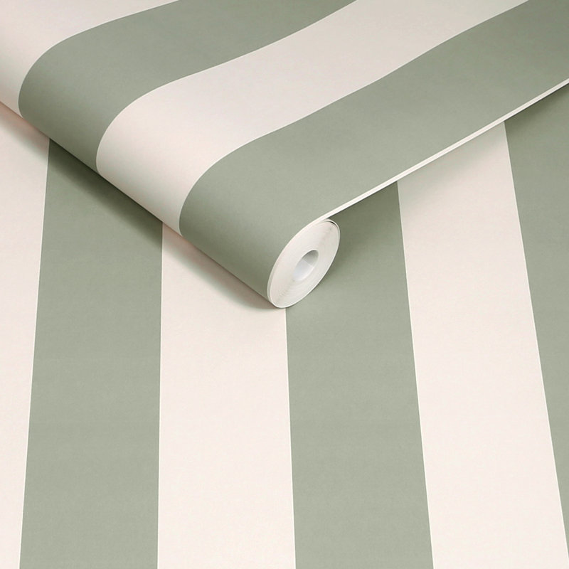 Cath Kidston Canopy Stripe Duck Egg Wallpaper, Green