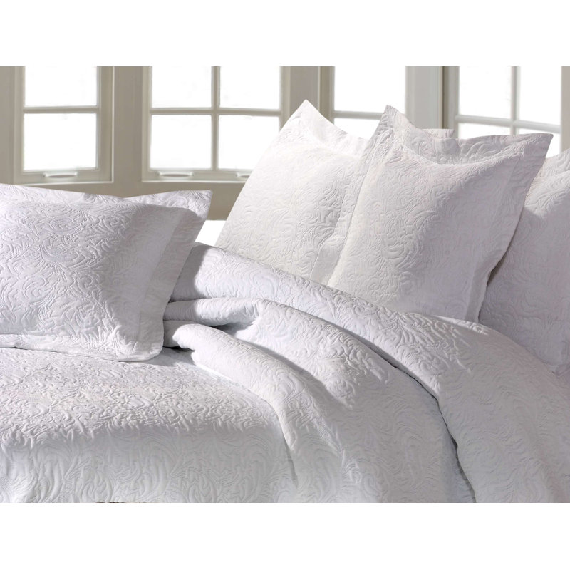 Karnes Cotton Blend Floral Sham with Pillow Shams Included, White