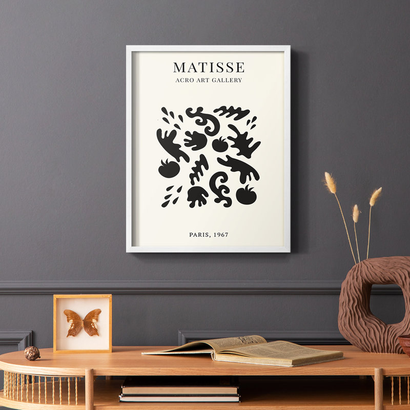 Matisse LXIII Framed Print - Solid Wood, White, 28" H x 22" W
