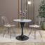 Table de salle à manger ronde avec plateau en résine et base en acier inoxydable noir Heatherton-398625435-398625444-398625445