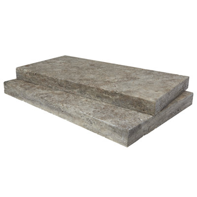 Abri de piscine en travertin non rembourré 16 po x 24 po x 2 po Marzana Sterling (2,67 pieds carrés / unité, 1 pièce)