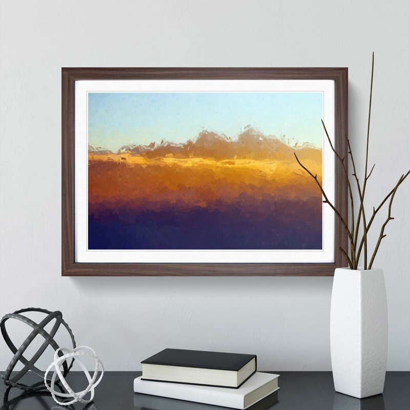 Amber Mountains in Abstract - Picture Frame Graphic Art Print, 48cm H x 65cm W x 2cm D, Walnut Framed