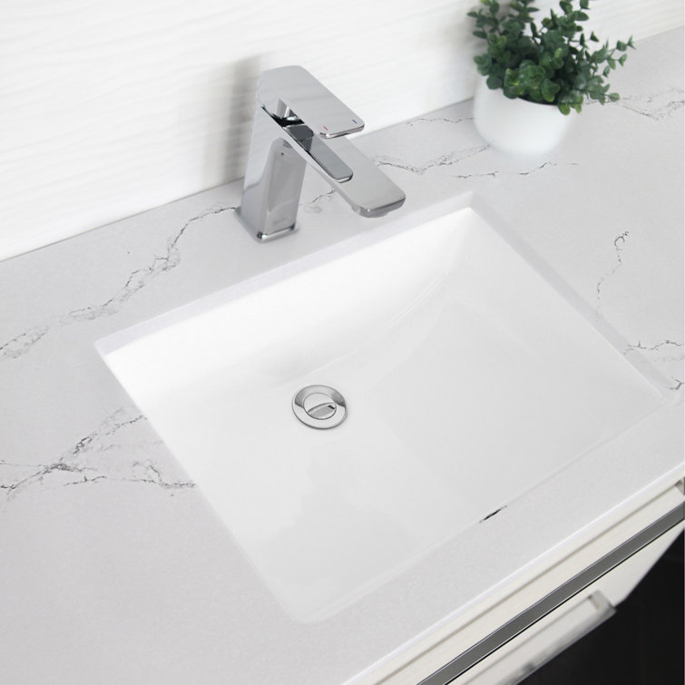 STYLISH Sharp 21-1/4"L White Rectangular Undermount Bathroom Sink
