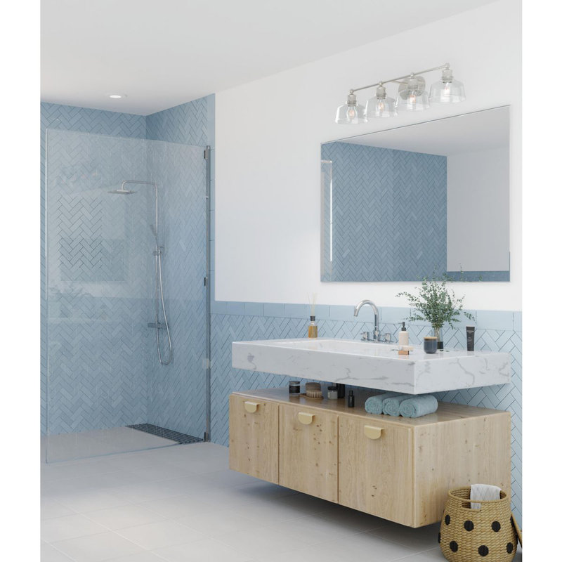 Éclairage pour meuble-lavabo 36 po Leo, Nickel brossé, Quatre lumières