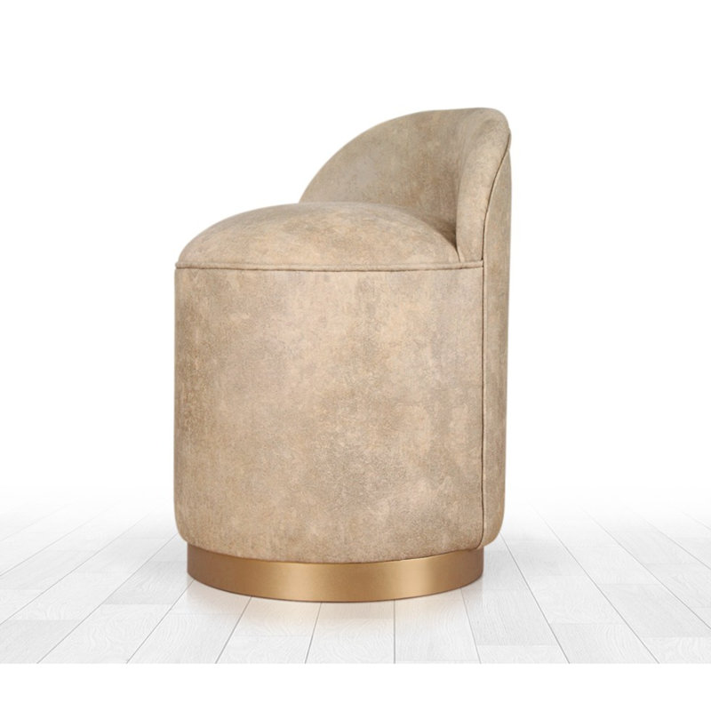 Luxurious Nubuck Leather Pouffe, Camel Color, 19.7 x 17.7 x 27.6 inches | 35 DNS Orthopedic Sponge, Wooden Legs, 160 lbs Weight Capacity | Baroque & Bohemian Style, Perfect for Glam Hotel & Home Decor