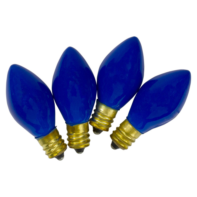 Ensemble de 4 ampoules bleues de remplacement C7 de Noël opaques - 2 po