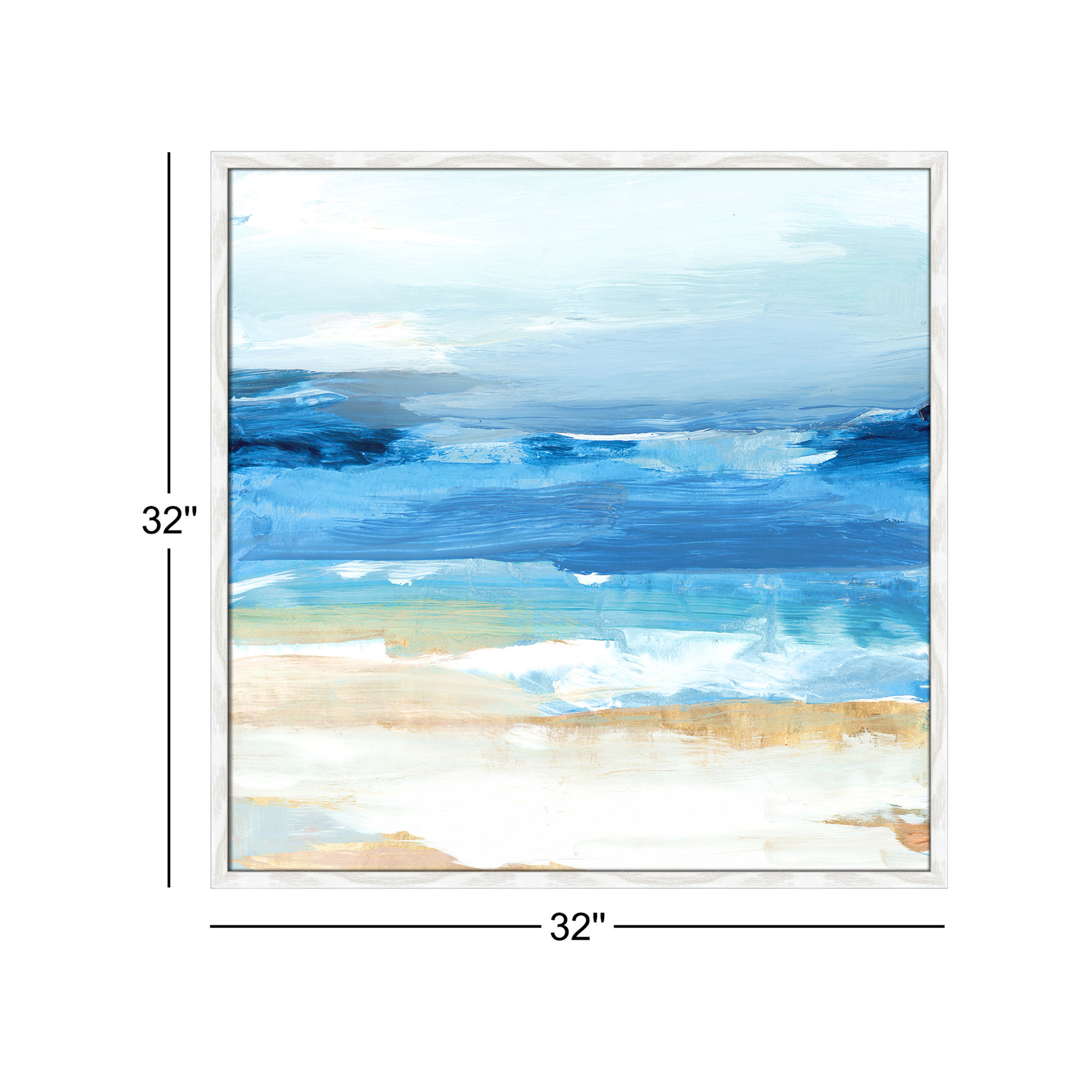 Surface Waves - Picture Frame Painting Print, 32" H x 32" W x 0.75" D, White Framed
