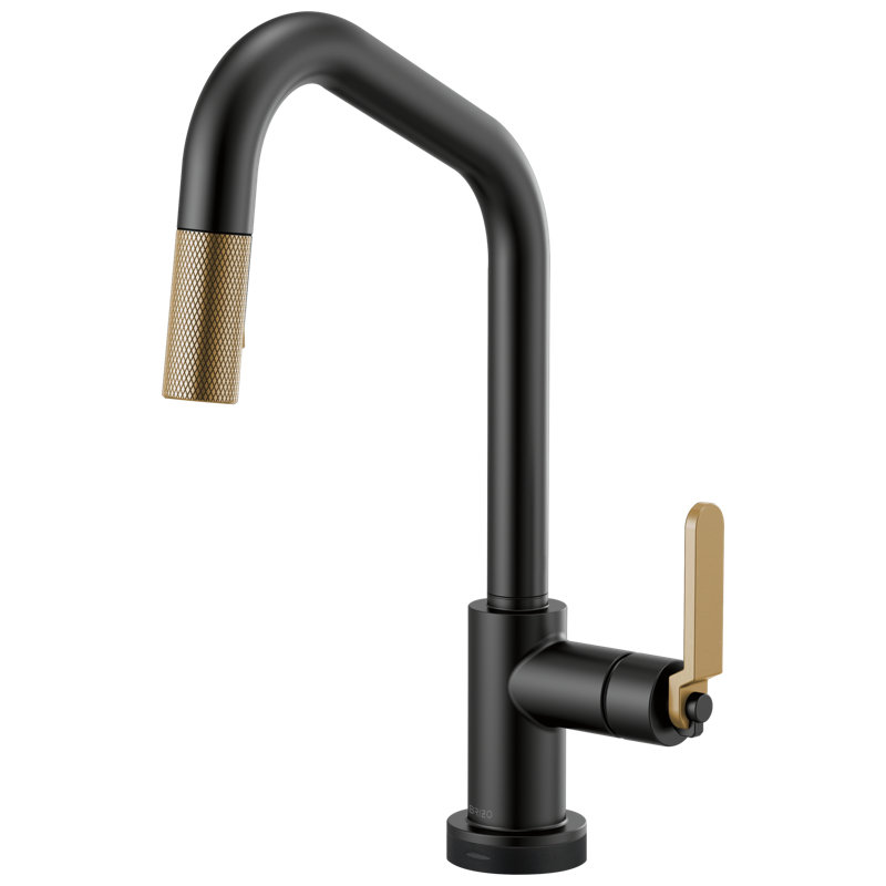 Litze® SmartTouch® Pull-Down Single Handle Kitchen Faucet, Matte Black/Luxe Gold
