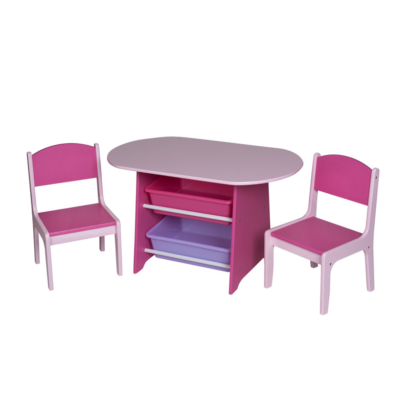 Grovetown Kids 5 Piece and Chair Set, Light Pink/Dark Pink