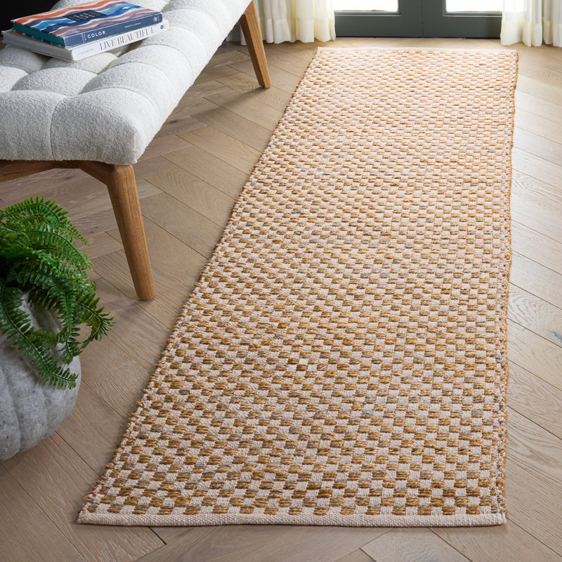Coton tissé à plat Organica 450 Tapis géométrique en jute, Tapis de couloir 2 pi 3 po x 8 pi 0 po