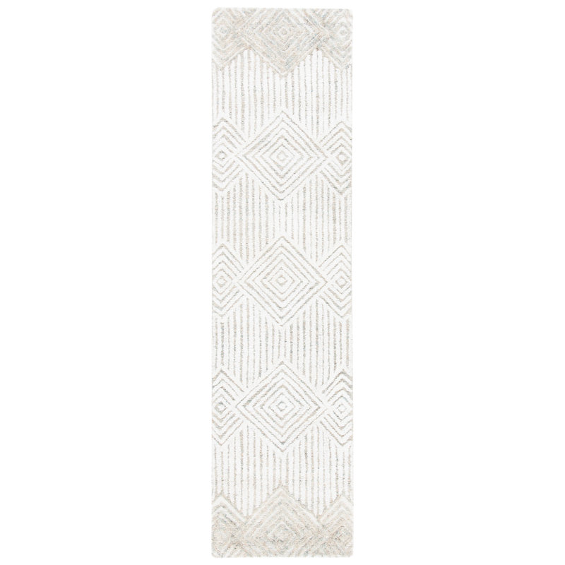 Metro Hand Tufted Wool And Cotton With Latex Geometric Rug, Runner 2'3" x 9'